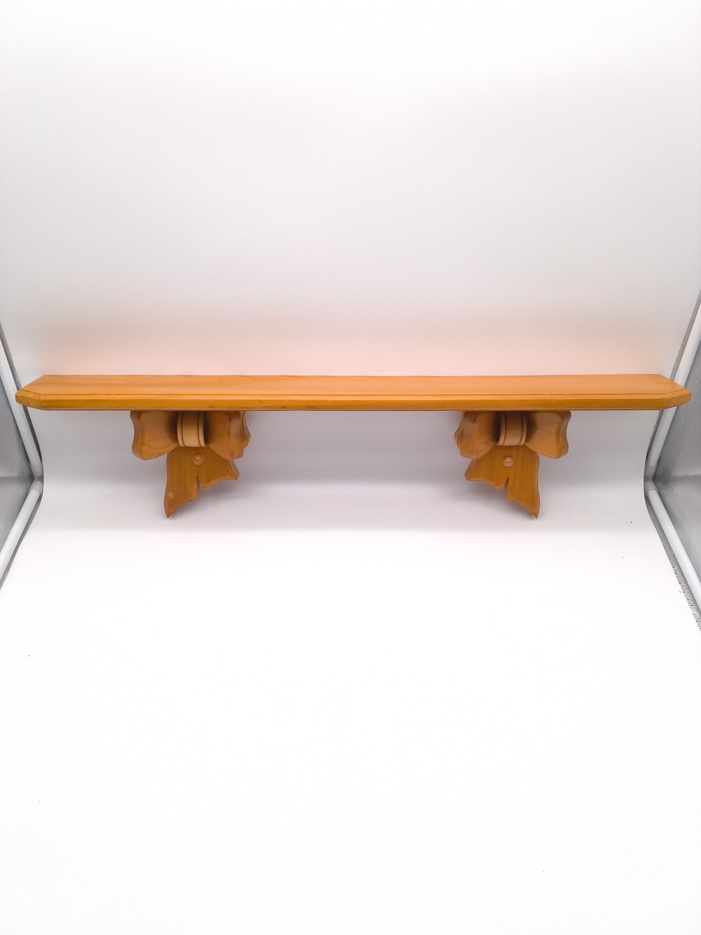 Vintage Handcrafted Wood Bow Wall Shelf - Signed 1999